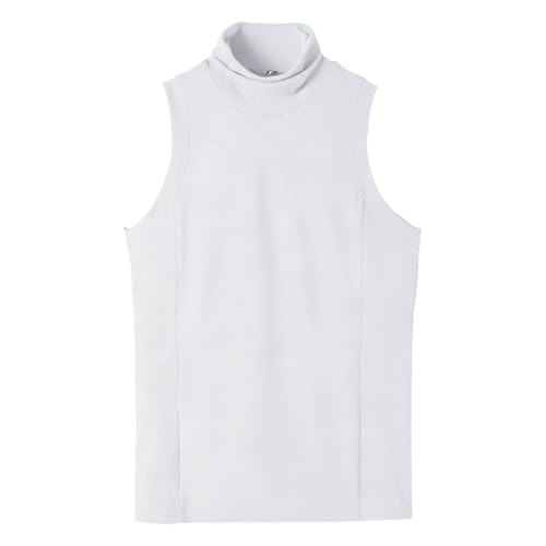 Suéter sin mangas de cuello alto para hombre, suéter de punto suave, casual, ajustado, suéter ligero, blanco, XL