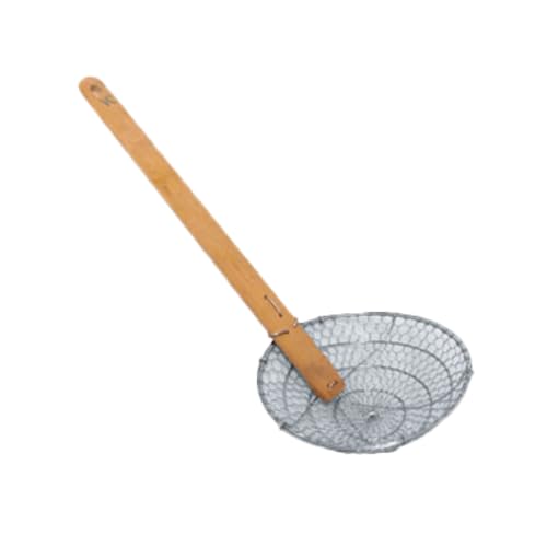 SLSKR012 Skimmer, 12" Dia., 26" Long, coarse mesh Wire, Riveted Bamboo Handle, Stainless Steel