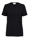 SELECTED FEMME Camiseta Femenina clásica, Negro, S