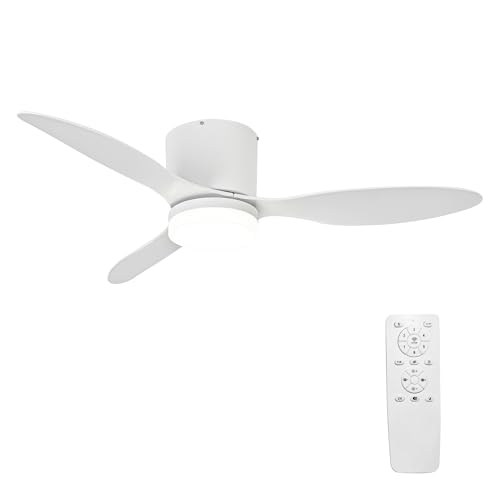 Parrot Uncle Ventilador de Techo ABS con Luz LED 24W, Mando a Distancia, 6 Velocidades, Ultra silencioso, 3 Aspas 106 cm de Diámetro, Función Verano-Invierno, Temporizador, Blanco
