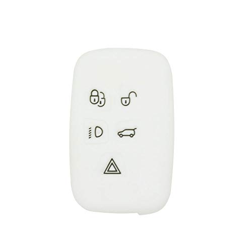 BROVACS Silicone Cover Protector Case Holder Skin Jacket Compatible with LAND ROVER LR4 Range Rover 5 Button Smart Remote Key Fob CV4982 White
