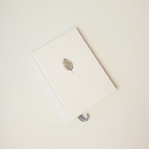 Image of Punch Studio Cobalt Coast 192 Page Woven Hardcover Journal with Gold Foil Accents and Ribbon Bookmark, 6 inch x 8.5 inch, White