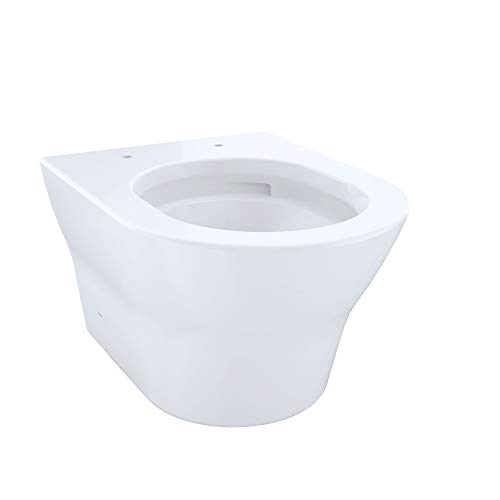 Toto CT437FG#01 MH Wall-Hung D-Shape Dual-Flush 1.28 and 0.9 GPF Toilet Bowl with CeFiONtect, Cotton