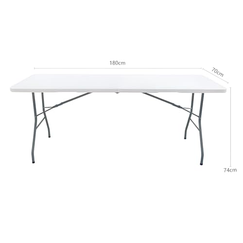 Table pliante exterieur 180cm blanche gain de place pour jadin