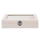 KJHBV 1pieza Caja Joyero Organizador de Madera con Tapa Transparente Compartimentos para Pendientes y Anillos Estuche Práctico para Almacenar y Exhibir Joyas Diseño Elegante y