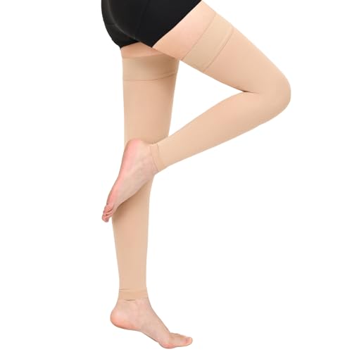 Image of 20-30 mmHg Compression Stockings for Women & Men,Thigh High Medical Compression Socks,Support Graduated Compression Hose Sock for Treatment Varicose Veins Swelling-Closed Toe /Open Toe /Footless