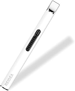 REIDEA USB Candle Lighter, Windproof Flameless Electronic Lighter with Safety Protector Button, Rechargeable lighter for Home Candle Outdoor Activities (White)