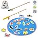 TEPSMIGO Magnetic Wooden Fishing Pole Game for Kids, Educational Go Fish Gaming Gift Toy with 20 Ocean Animals and 2 Rods for Toddler Boys Girls Age 3+