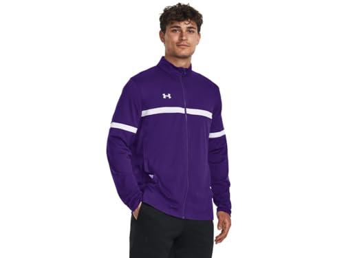Under Armour Team Knit - Maglia da uomo con zip intera, Viola-bianco, XXX-Large