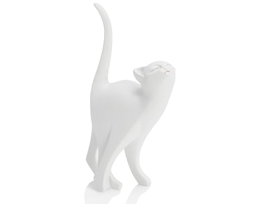 Estatua de gato orgulloso blanco 7 pulgadas