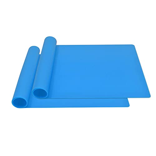 Panzexin Silicone Placemats, Food-Grade Non-Slip Waterproof, Dining, Stain Resistant, Countertop Protector, Kitchen Counter Mat, Heat Resistant, Baking Mat Dishwasher Safe (23.6"×15.7"-2Pack, Blue) #TOP1