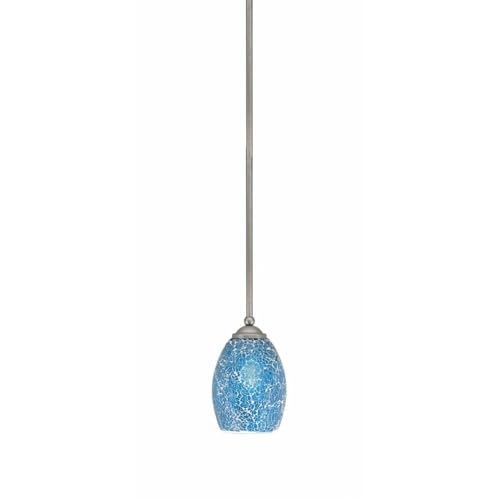 Toltec Lighting 560-GP-5055 Zilo - 1 Light Stem Hung Mini Pendant-8 Inches Tall and 5 Inches Wide, Finish Color: Graphite, Glass Color: Turquoise Fusion