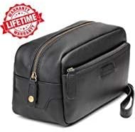 Leather Travel Toiletry Bag Dopp Kits for Men with Roomy Pockets