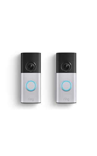 Image of Ring Wired Doorbell Plus (Newest Model) - Retinal 2K with wide-angle video, 4x Enhanced Zoom, and Low-Light Sight 2-pack, Nickel Silver