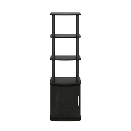 Image of Furinno Turn-N-Tube Tall TV Entertainment Side Table Display Rack with Storage Cabinet, 3-Tier, Blackwood /Black | Storage Shelves, Book Shelf, Bookcase with Door, for Organization, Living Room, Home Office