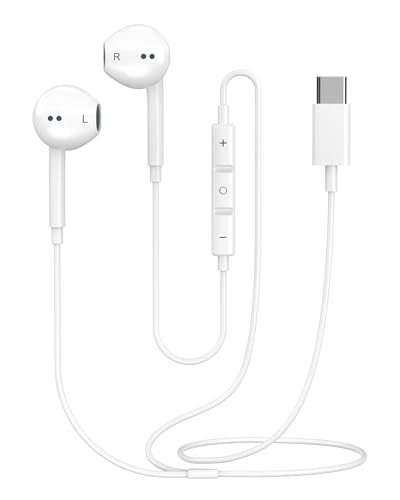 [Apple MFi Certified] USB C Headphones Wired, Wired Earbuds Headphones USB C Noise Cancelling with Built-in Remote to Control Music, Phone Calls, and Volume for iPhone 17 16 15 Pro Max, Galaxy S26 S25