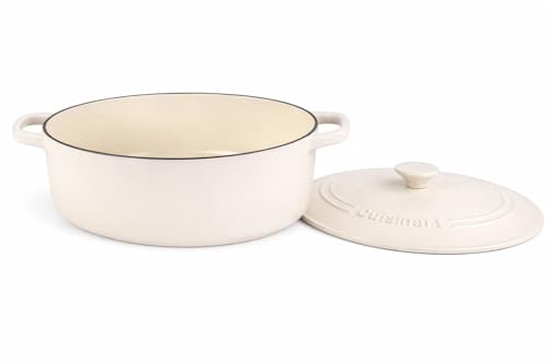 Image of Cuisinart Chef's Classic Enameled Cast Iron Dutch Oven with Lid, Porcelain Enameled Interior, Oven Safe, Induction Compatible, 7-Quart, Oval, Matte Snow White