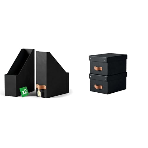 Porte-revues Puro A4 et boîte de rangement noire Leitz pour organiser un meuble cubique
