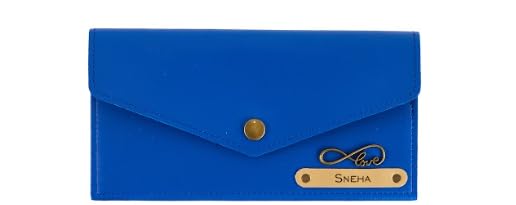 Image of AICA Personalised Name & Charm Leather Womens Wallet (RoyalBlue)