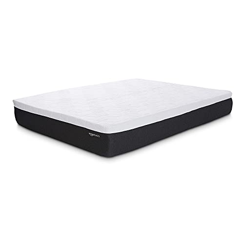 Image of Amazon Basics Cooling Gel Memory Foam Mattress, Firm, Breathable Support with Airflow Channels, CertiPUR-US Certified, 12 inches, Queen Size, 80 x 60, White /Dark Gray