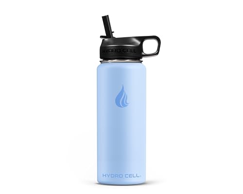 Image of HYDRO CELL Stainless Steel Insulated Water Bottle with Straw - For Cold & Hot Drinks - Metal Vacuum Flask with Screw Cap and Modern Leakproof Sport Thermos for Adults (Glacier 18oz)