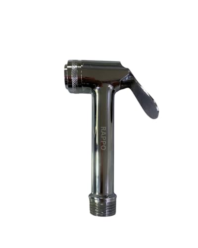 Image of RAPPO Solid Brass Health Faucet with Flexible Hose and Wall Hook Chrome Finish Handheld Jet Spray for Toilet Bathroom Accessory Durable Easy Install Utility Set (Medium - with Hose & Hook)