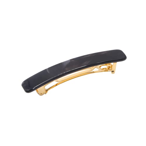 Barrette automatique French Amie en celluloïd fait main noir de 6,35 cm