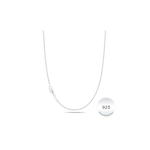 IEFWELL Solid 925 Sterling Silver Chain Necklace for Women, 1.2mm Cable Chain Necklace Shiny Sturdy Hypoallergenic Chain Necklaces, 16/18/20/22/24 Inches Dainty Silver Jewelry for Women