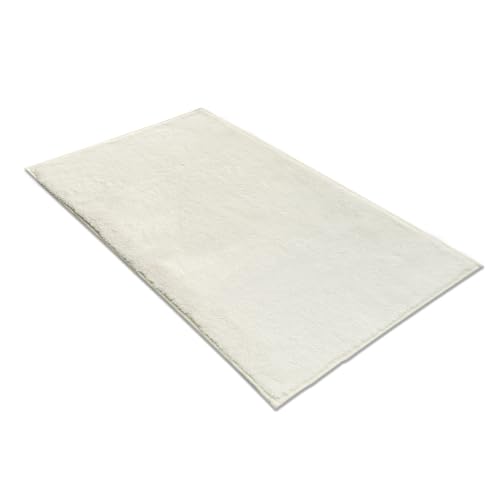 Comart - Tappeto Arredo Puffy - Design Moderno - Lavabile in Lavatrice - Fondo Antiscivolo - Super Morbido - Pelo Corto - Tappeto per Salotto e Camera da Letto - Bianco - Rettangolare 50x90 cm