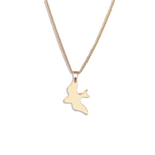 BeautyName Gold Plated Soaring Bird Necklace - Minimal Flying Sparrow Pendant for Women - Dainty Gold Bird Charm Necklace - Elegant Everyday Jewelry Gift