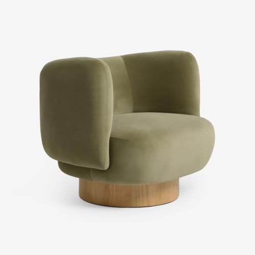 Image of Kingsman Furnitures Nova Swivel Accent Arm Chair for Home | Bedroom, Living, Dining & Drawing Room | Ultra Soft and Comfortable (Fern Green Velvet)