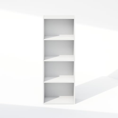 Image of Furinno Reed Closet Organizers and Storage, 4-Tier Closet Organizer, Open Shelf Closet Storage, for Wardrobe, Bedroom, Living Room, White