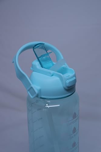 Image of Motivational Water Bottle with Time Markers, 2 Litre Bottle, Double sipper Flip-Top Lid (green)