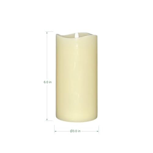 Image of Stonebriar LED Pillar Candles - Remote & Timer, Real Wax Flameless Candles for Home Decor, Weddings & Events, Pack of 3, Ivory, 3 inch x 6 inch