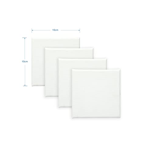 EXERZ 10x10cm Stretched Canvas 4pk, Square Framed Blank Canvas 1.7cm 280GSM 100% Cotton/Triple Primed/Acid Free/Medium Grain - Image 2