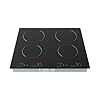 Placa vitrocerámica de 4 zonas, 6000 W, 60 cm de inducción, con sensor táctil de control, placa de cocción empotrable, sin marco, para teteras, ollas de aluminio, ollas de cristal, etc.