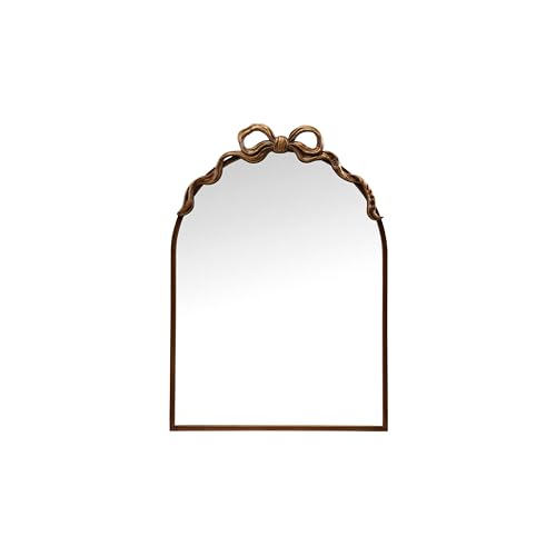 Image of Creative Co-Op Metal Framed Arched Wall Mirror with Bow Accent, Gold Finish,
