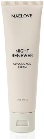 MAELOVE Night Renewer Night Cream with 2-in-1 Glycolic Acid Treatment, Unscented, For Sensitive Skin