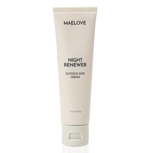 MAELOVE Night Renewer Night Cream with 2-in-1 Glycolic Acid Treatment, Unscented, For Sensitive Skin