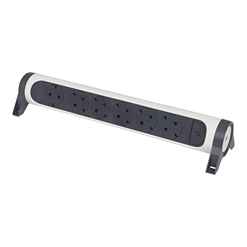 Regleta de enchufes giratoria LEGRAND con 6 tomas 2P+T e interruptor blanco y gris 694547 2