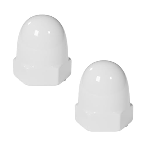 2-Pack White Ceramic Toilet Bolt Covers - Elegant Bathroom Accessories, Easy Install Decorative Caps for Toilet Hardware (1.67cm Hole, 4.28cm Base)