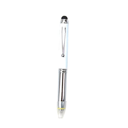 LED Ballpoint Pen/Stylus/LED Light - 3 in 1 Penlights for Night Writing (1 Pack), White, 12×1.0CM