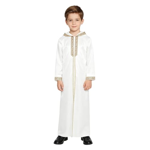 Robe traditionnelle brodée garçon thobe blanc ample anti-transpiration