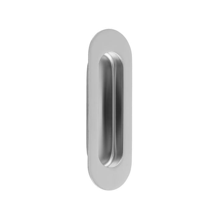KOOPLES HARDWARE Radius Flush Pulls Steel Recessed Handles for Sliding, Cabinet, and Pocket Doors (Bright Stainless Steel)