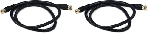 Image of Monoprice RG6 Quad Shield CL2 Coaxial Cable with F Type Connector (Pack of 2)