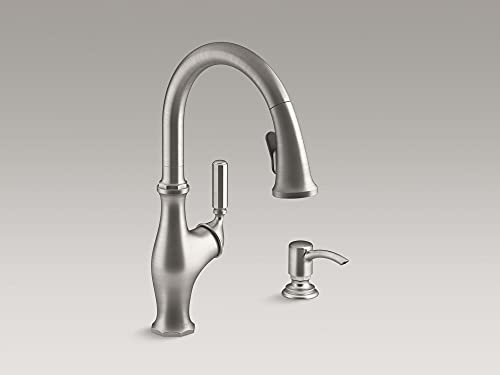 Exclusive Discount 70% Price  Kohler Worth Pull Down Kitchen Faucet, Kitchen Sink Faucet with Pull Down Sprayer, Vibrant Stainless, K-R11921-SD-VS