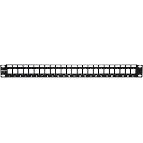 TRENDnet 24-Port Blank Keystone 1U Patch Panel, 1U 19" Metal Rackmount Housing, Recommended With TC-K25C6 & TC-K50C6 Cat6 Keystone Jacks (Sold Separately), Black, TC-KP24