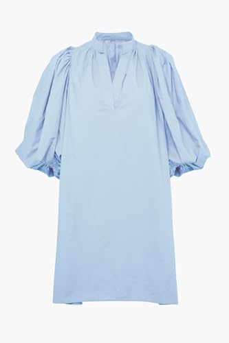 Women Babydoll Mini Dress Summer Casual Cotton V Neck Puff Lantern Sleeve Loose A Line Cute Dress2