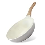 アイリスオーヤマ ナチュかる フライパン 炒め鍋 26cm IH/ガス火対応 軽量 食材がくっつきにくいフッ素コーティング 内側は上品なマーブル模様 炒め鍋 深型フライパン 白 NTL-W26PG パールグレー×アイボリー