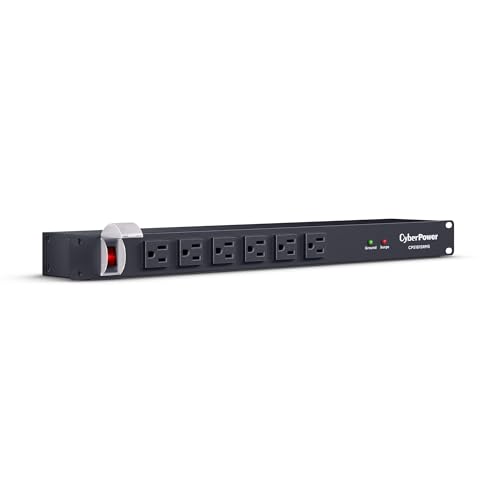 CyberPower CPS1615RMS Surge Protector, 125V/15A, 1800 Joules, 16 Outlets, 6ft Power Cord, 1U Rackmount, UL Listed